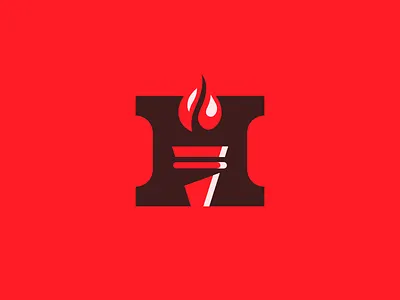 H fire h icon letter light logo negative red smart space symbol torch