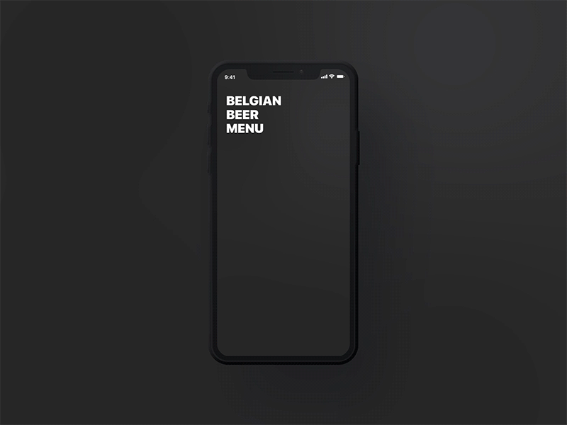 DailyUI #043 animation beer belgian challenge dailyui dailyui043 drinks food menu menu mobile ui ux
