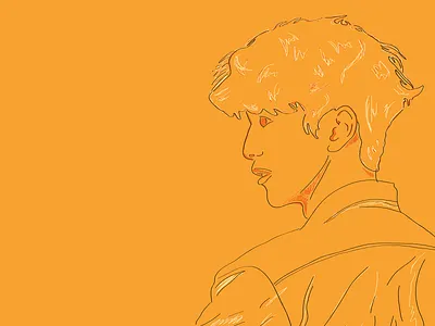 Orange character lines man orange simple