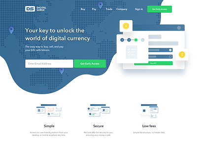 Sneak Peak bitcoin blockchain blue crypto gradient header illustration landing landing page workinprogress