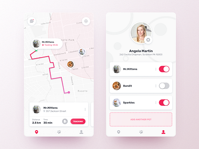 Pet Tracking app application design location map mobile pet phone tracking ui ux