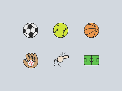 Sports Icons coloured icons football icon set icons outline set sketch sports sports icon ui ux volleyball