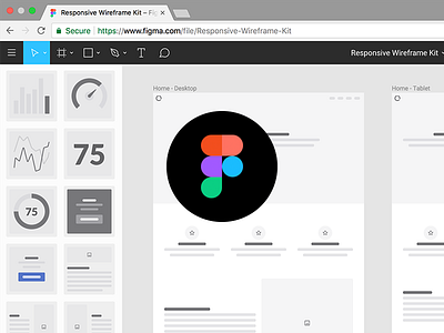 Responsive Wireframe Kit for Figma components figma landing page minimal mockup modules prototype prototyping responsive template ui kit wireframe