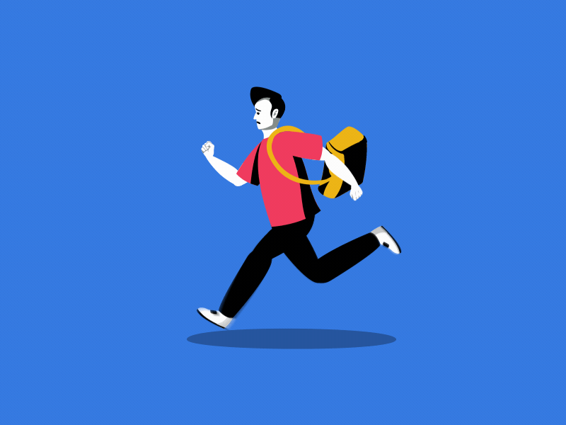 Running Late animation bag character cycle design gif late man motion pose run walk