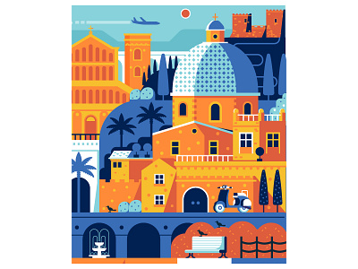 Sardinia Travel Poster cagliari card flat design mediterranean poster sardinia summer travel vacation