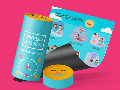 Hello kiddo tube design blue brand cat child dots kid logo pink poster smiles tube yellow