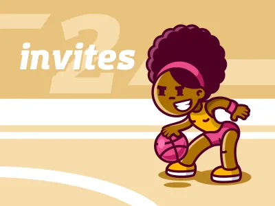 2 Invites ball basketball dribbble girl invite