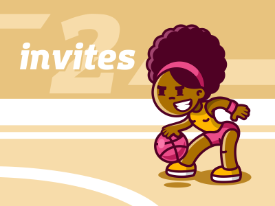 2 Invites ball basketball dribbble girl invite