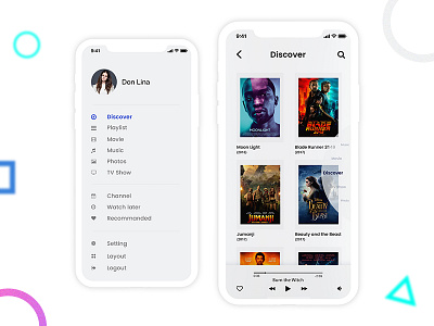 Daily UI #017 (Dashboard mobile version) blue bright dashboard desktop gradient illustation movie music ui ux white