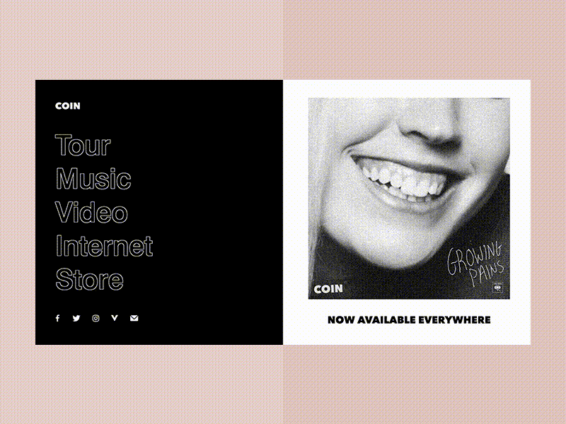 COIN band coin minimal music pop rock web design website