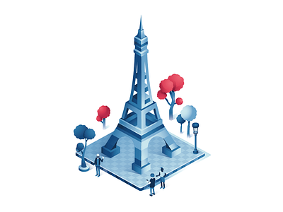 Dame de Fer 3d eiffeltower illustration isometric paris