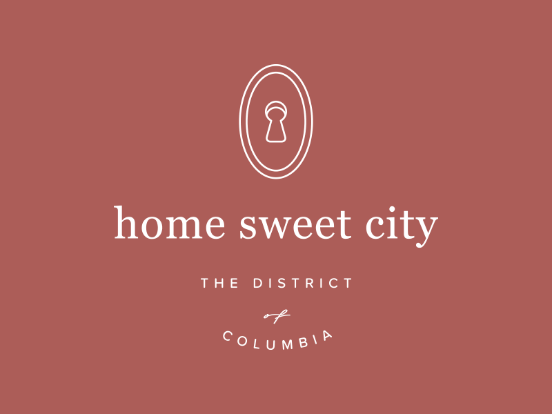 Home Sweet City Logo & Marks branding district of columbia home lock logo oval rental washington dc