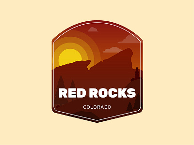 Red Rocks Badge badge colorado mountains nature outdoor red rocks sunset