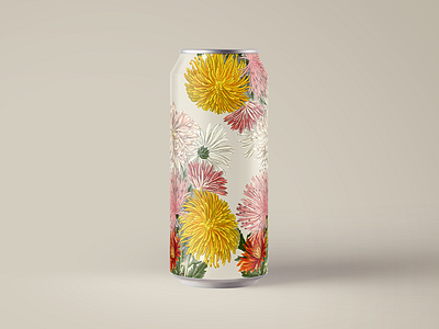 Floral Can Mockup aluminum beverage botanicals can daisies drink florals illustration packaging soda vintage yellow