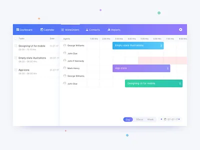 Task Dispatcher webapp screen assigner calender chart color date dispatcher gantt gradient task ui ux workorder