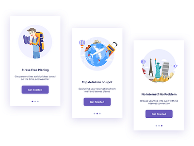 Travel app Walk-through design app clean design flat icon illustration interface ios pattern travel user walkthrough