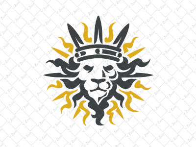 Sun Lion Logo circle crown heath king lion logo for sale mane royal sun