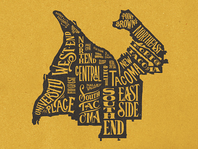 Tacomap drawn hand map tacoma type typography