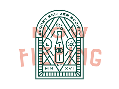 Secret Seltzer Society Badge badge bottle design emblem fizz illustration now fizzing seal secret society seltzer soda