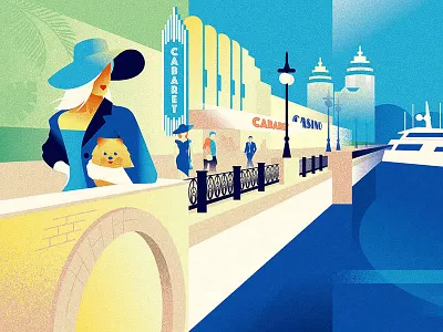 Gentle like Cote d’Azur art deco illustration kiev monaco panorama retro riviera silpo vector vintage