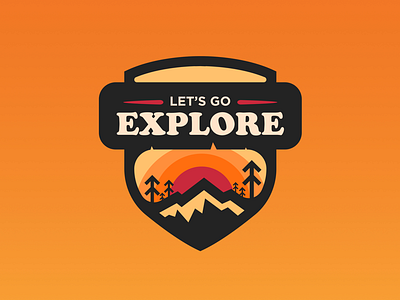 Outdoor Badge black design dribbble explore nature orange outdoor red