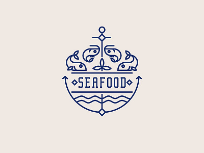 Monoline logo branding fastfood fish food icon logo monoline restaurant seafood symbol wave