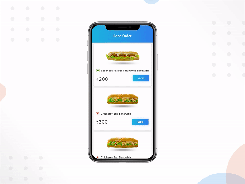 Food App animation design food interaction motion graphics order ui ux