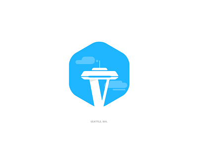 Seattle day flat icon modern seattle sky washington