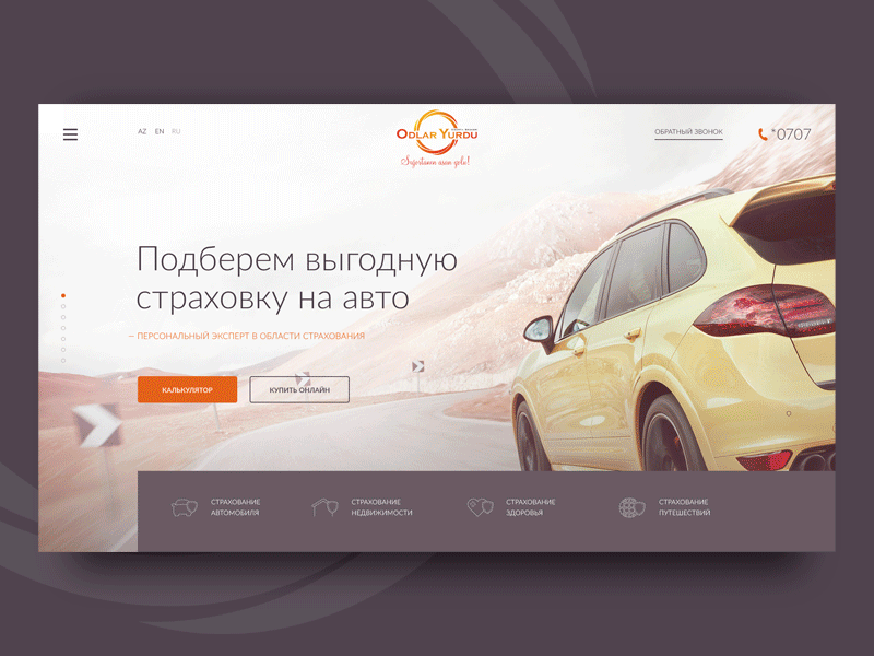 Insurance Company. Simple promo page car design insurance promo umbrella web website