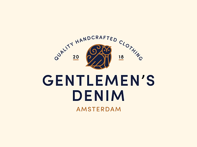 Gentlemen's Denim amsterdam badge branding fashion identity logo logo design owl type typography