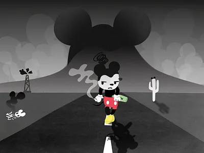 Bad Mickey badass character disney grey illustration mickey mouse texas vector