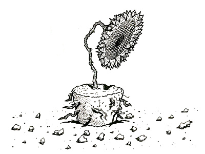 Broken Sunflower black broken drawing handmade illustration ink nature plant sketch sketchbook sunflower vase