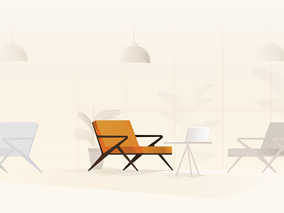 Chair chair illustration interior lamp orange vector