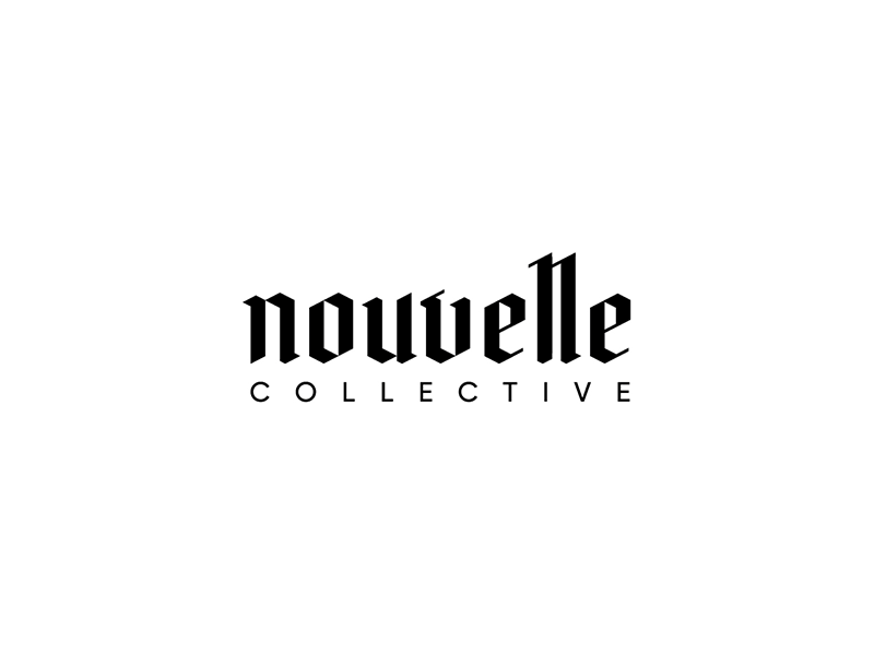 Nouvelle | proposed tests black and white brand flat identity logo minimal nouvelle trademark type. typo vector