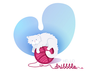 Hello Dribbble cat character drawing hello illustration vector