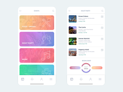 Event - App apps colors events hotel minimal night party ui ux