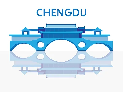 Anshun Bridge, Chengdu. anshun bridge chengdu china digital illustration flat design sichuan travel