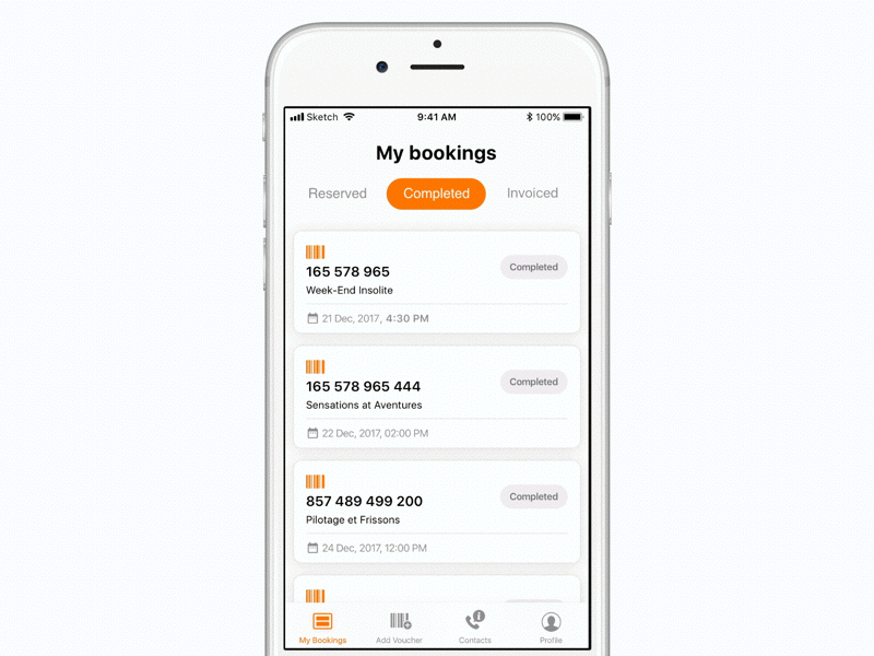 Booking application animation application booking calendar ios principle prototype timeslot ui