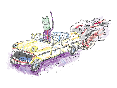 Just Drive art car colors doodle drive fun funny illustration illustrator now83