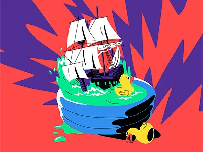 Storm caravel duck illustration pool storm thunder