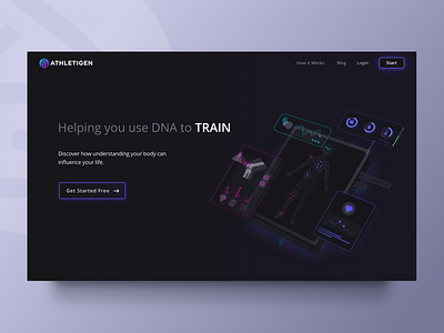 DNA Landing dark design dna landing science ui web