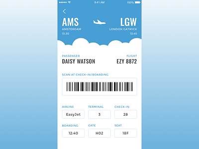 Let's go fly! boarding design flying interface pass travel user