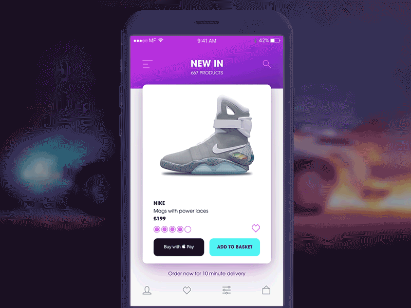 Animated Ecomm Ui - 'Power-laces, all right!' adobexd backtothefuture commerce mags marty nike principle ui