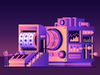 Code Machine device geometry gradients illustration machine night random