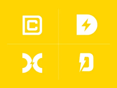 Direct Currents - Logo Contenders brand identity branding d logo electrical electrical branding electrical logo icon letter mark lightning logo logo design logomark yellow