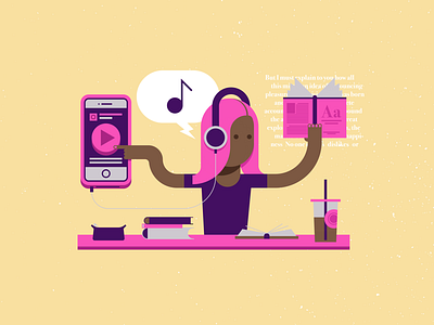 Studying and Music illustration illustrator