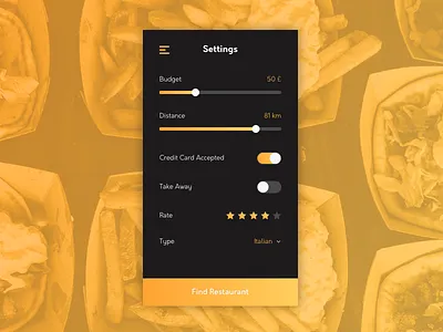 DailyUI 007 – Settings 007 dailyui design food restaurant settings ui
