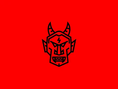 Demon Logo black deamon demon illustration line art logo red thick lines vector
