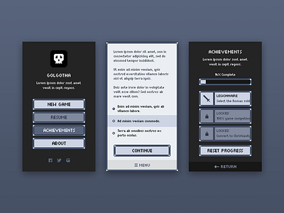 Golgotha UI game mobile pixel retro ui