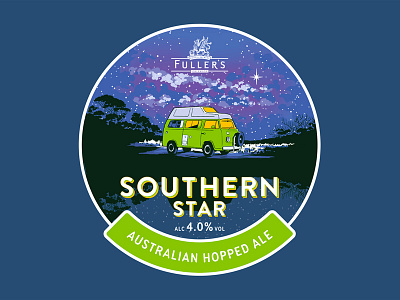 Southern Star ale australia beer camp camping illustration kombi milky way night pump clip summer vw